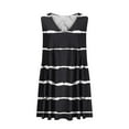 thumbnail image 4 of MIUOWANP Breathable A-Line Sleeveless V-Neck Dress for Women with Loose Pleats Daily Horizontal Stripe Print Casual Dress Size M(6)Black, 4 of 5