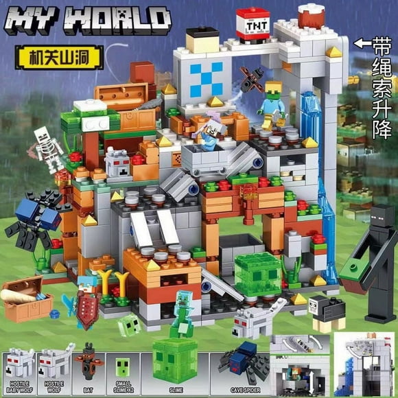 Minecraft Mechanism Cave Elevating Version i Minecraft Brick Construction Toy , Castle and Farm Building Set, Great Gift for Minecraft Players Aged 8 and up (680 Pieces)