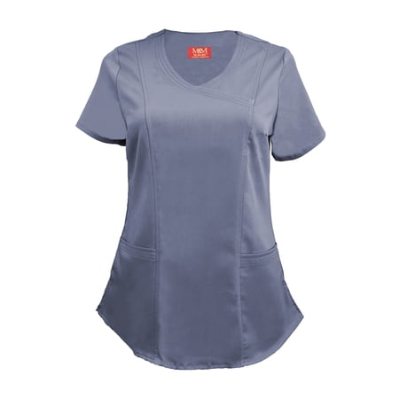 Natural Uniforms Women's Ultra Soft Stretch Mock Wrap Scrub Top 82011 (Charcoal, XXX-Large)