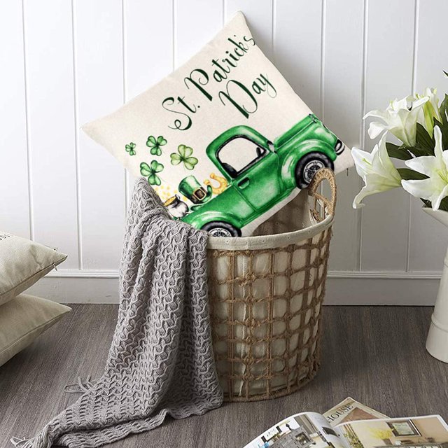 Fiudx Liquidación De Ahorros De Verano Cojín Para El Hogar Del Día De San Patricio, Funda De Almohada Familiar Sobrevivida