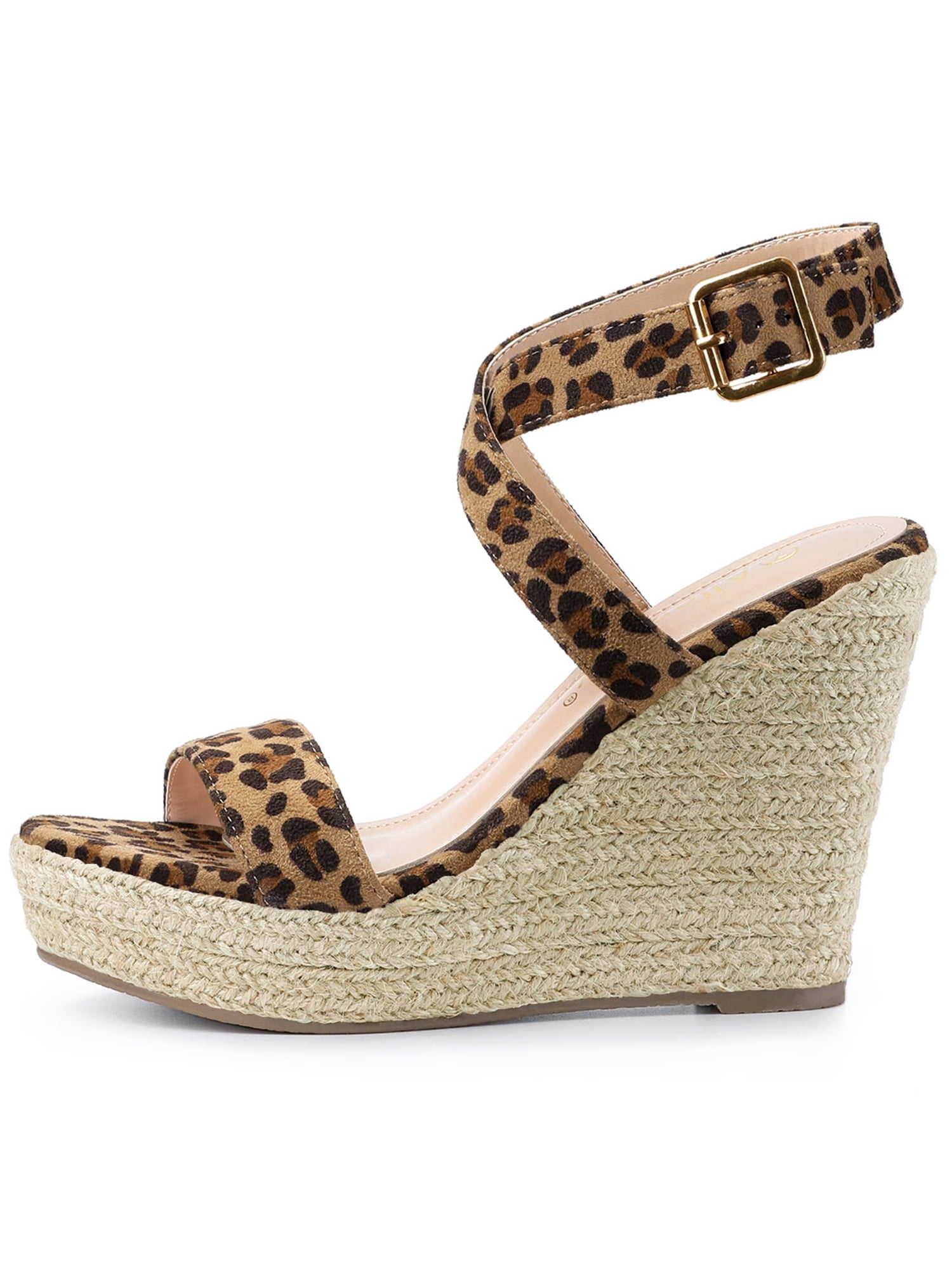 DARING DIVA Women's Slingback Crisscross Wedges Heel Espadrille Sandals Leopard 6