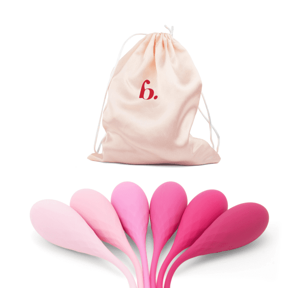 Bodyotics Silicone Kegel Weights 6 Piece Set Pelvic Wellness Training Kit with Velvet Pouch & Guide