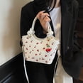 thumbnail image 5 of husxh Pu Leather Bucket Top-handle Bag Women Cherry Crossbody Bag & Pendant (White), 5 of 9