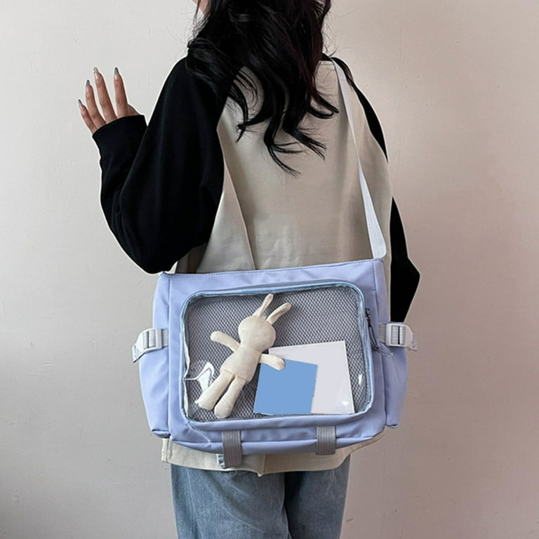 Yhmxh Aesthetic Crossbody Bag with Clear Compartment, Nylon