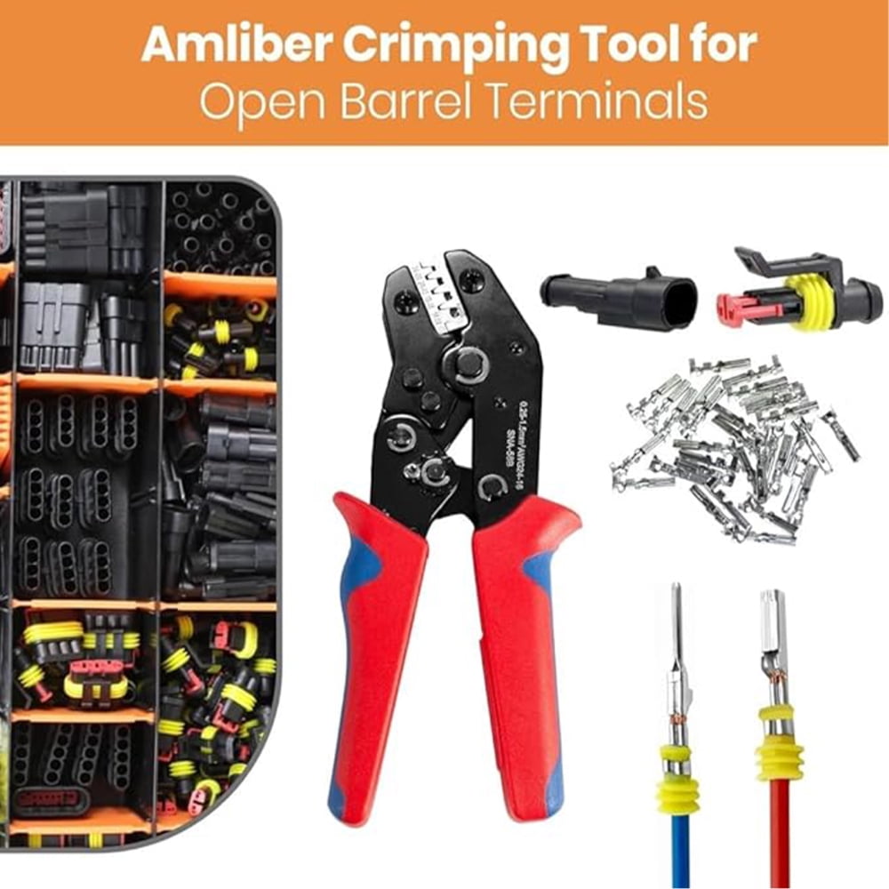 Ksruee Electrical Crimping Tool Ratcheting Cable Crimping Stripper Tool Multifunctional Wire Plier for Electrician Automotive Residential Building Industry Repair Workshop