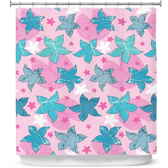 Shower Curtains 70" x 84" from DiaNoche Designs by Julia Grifol - Sea Flowers Pink
