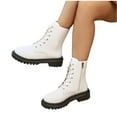 thumbnail image 4 of Wowcloth Women's Fashion Casual Winter Boots – Solid Color Vintage Lace-Up Shaft with Low Heel Ankle Boots for Retro Style Footwear, 4 of 9