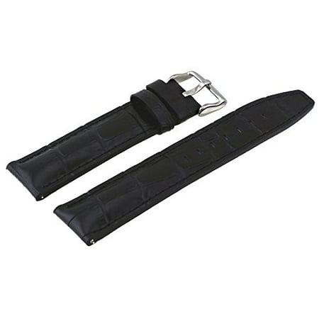 20mm Genuine Leather Watch Bands Rev #ITAL181-120 Men's 20mm Genuine Black Leather Quick Release Spring Bar Replacement Band ()
