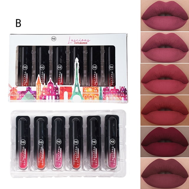 Xihbxyly Ofertas del día Juego 6 mascarpone en labios, ciudades internacionales, alta saturación, duraderos, hidratantes, mate, delicados, sin líneas de labios, sin manchas, sin decoloración, 6 ml x