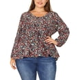 thumbnail image 1 of GRACE & GRANDEUR Plus Size Blouses for Women V Neck Button Up Ruffle Flowy Tunic Peplum Tops Black 2X, 1 of 6