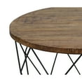 thumbnail image 2 of Round Wooden Coffee Table with Geometric Cutout Iron Base, Black and Brown- Saltoro Sherpi, 2 of 5