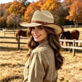 thumbnail image 2 of LIUYUNNN Woven Hats for Women Classic Cowboy Hat Western Headwear Outdoor Riding, One Size, 2 of 4