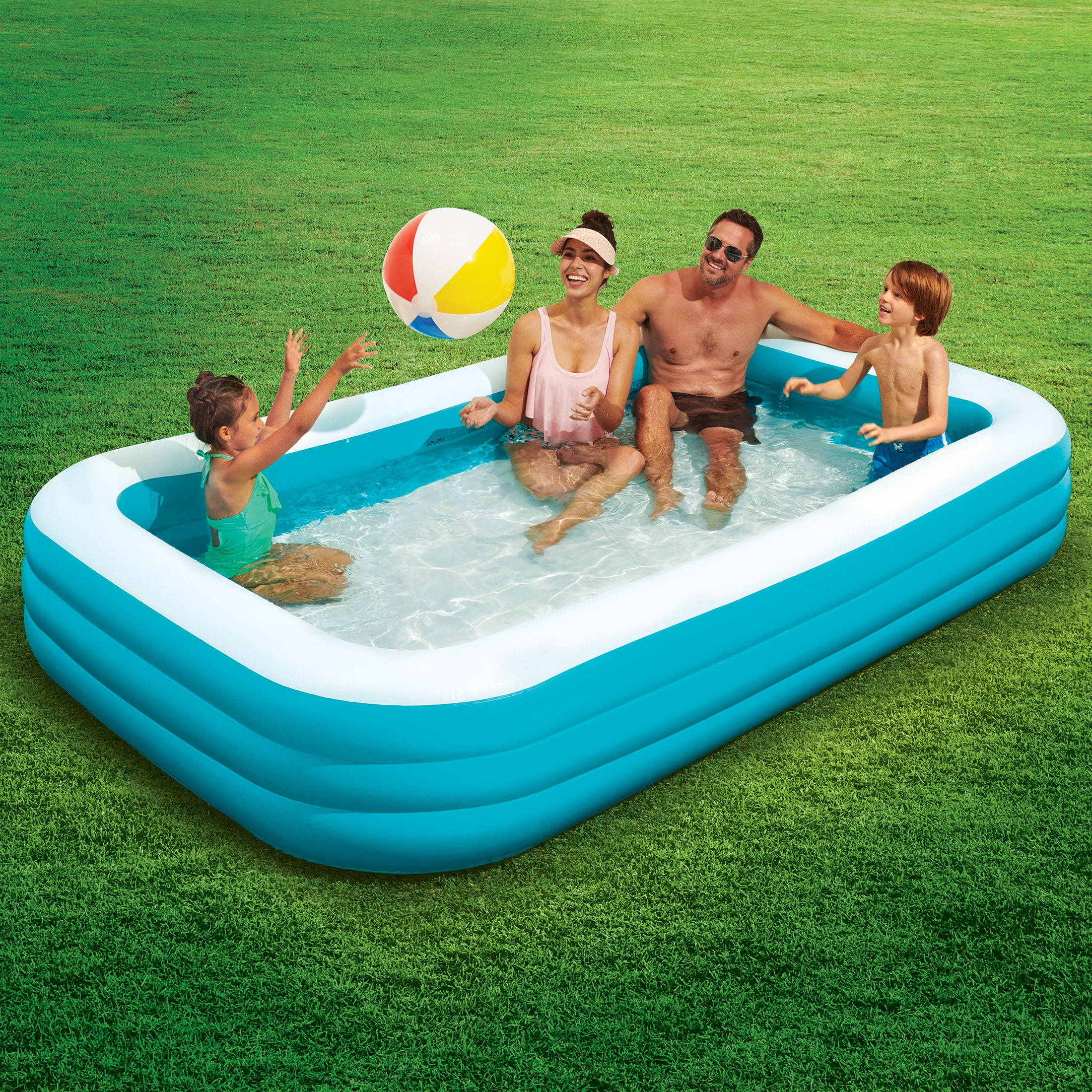 【匿名配送】Swimming Pool Bluescape 10ft Family Inflatable Swimming Pool, Rectangular