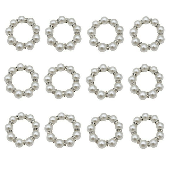 12 Pcs Pearls Napkin Ring Napkins Holders Table Decoration For Party Wedding Kitchen Dining Room Family Dinner Table Decor