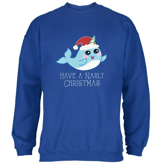 Narwhal Have a Narly Gnarly Christmas Mens Sweatshirt Royal SM