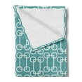thumbnail image 2 of Turquoise Soft Flannel Fleece Throw Blanket, Minimalist Design Geometrical Squared Rounds Retro Inspired Image, Cozy Plush for Indoor and Outdoor Use, 60" x 80", Petrol Blue and White, by Ambesonne, 2 of 5