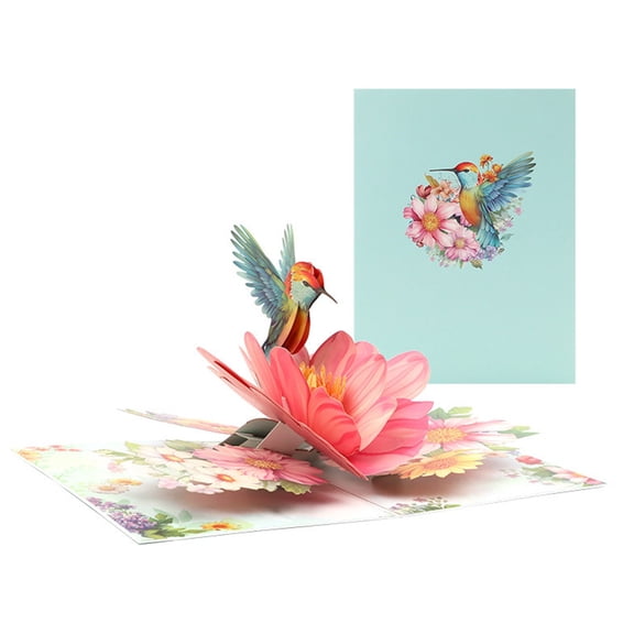 Clearance Under $ 1.49 Hummingbird Flower 3D Pop-Up Greeting Card With Envelope, Birthday Anniversary Mother's Day Keepsake For Her Special Friend