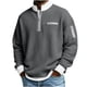 thumbnail image 1 of Ceisia Mens Long Sleeve Quarter Zip Pullover Sweater Waffle Knit Mock Neck with Pockets Gray L Gift, 1 of 8