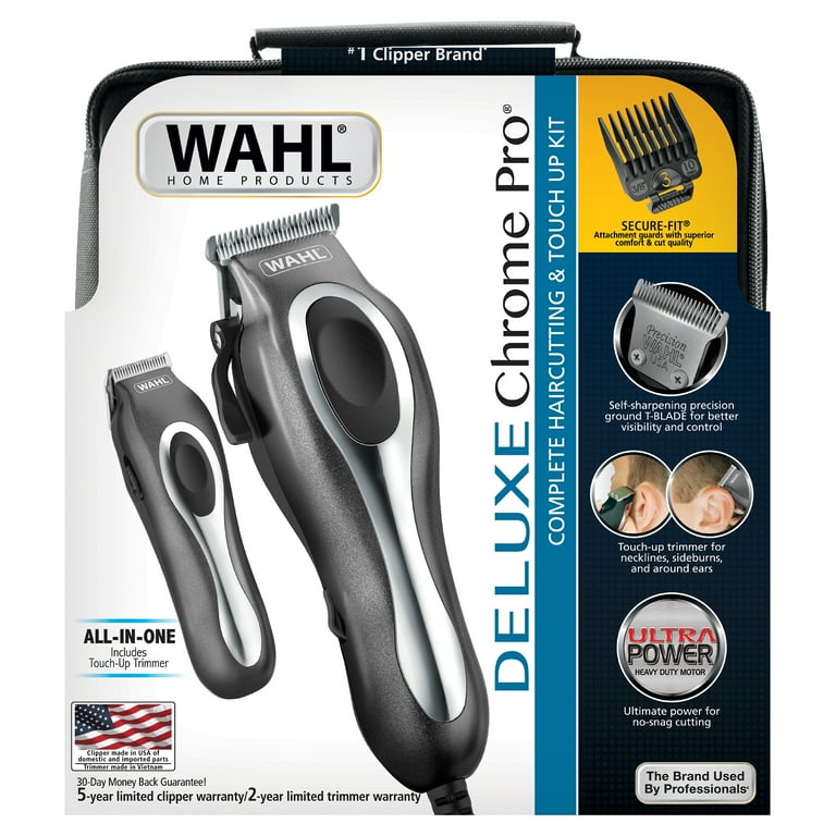 Wahl Deluxe Chrome Pro Men's Haircut Trimmer Kit with Wahl Deluxe Chrome Pro Men's Haircut Trimmer Kit with