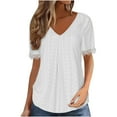 thumbnail image 2 of LEBONYARD Tops for Women Dressy Casual,2024 Women's New Spring/summer Fashion Casual Mesh Short-sleeved T-shirt Top White XL, 2 of 6