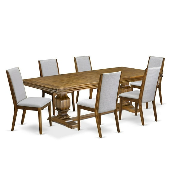 Luxe by East West Furniture 7 Pieces Dining Room set a Rectangular Kitchen Table and 6 Dining Chairs