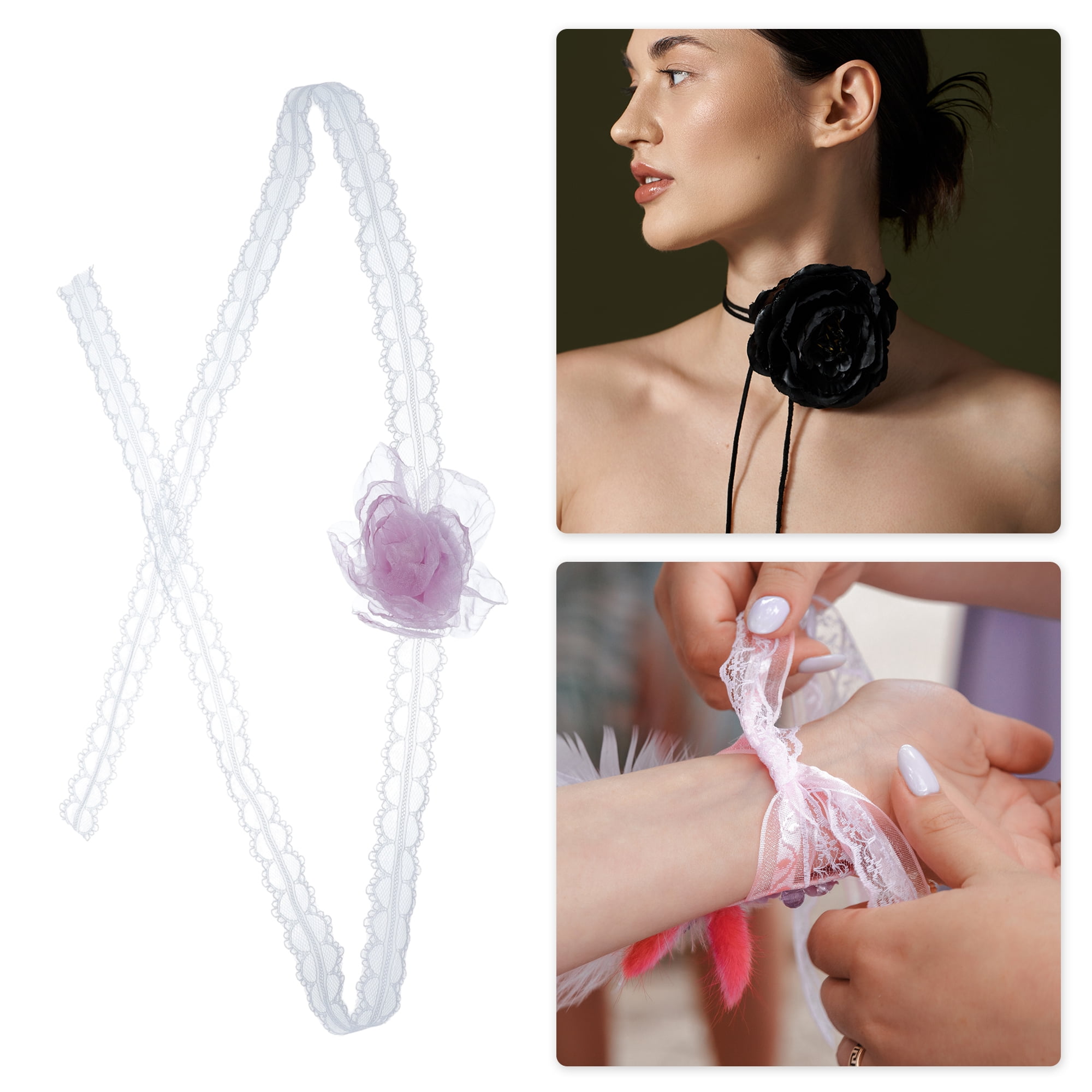 Unique Bargains Stylish Flower Choker Necklace Fashion Accessory Purple