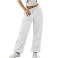 thumbnail image 2 of qolati Cargo Pants Women High Waisted Straight Wide Leg Joggers Pants Y2k Baggy Elastic Waist Drawstring Streetwear Sweatpants with Pockets, 2 of 4