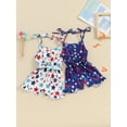thumbnail image 3 of Douhoow Kid Baby Girl Star Print Jumpsuits 4th of July Outfits Summer Toddler Sleeveless Tie-Up Short Romper, 3 of 9