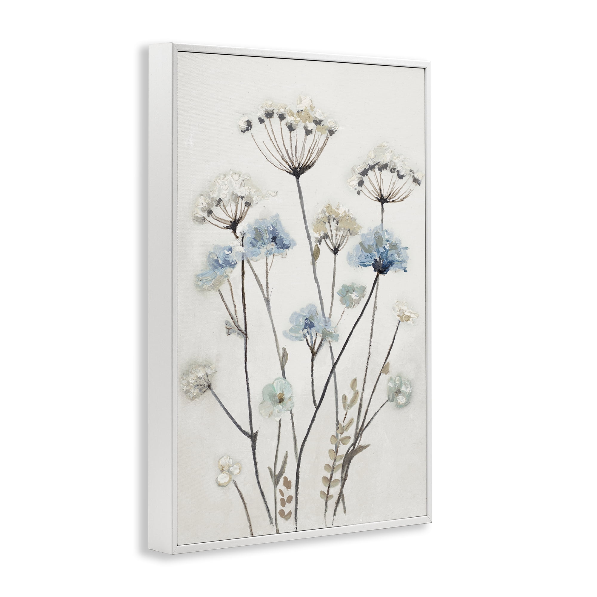 Stupell Industries Soft Jardin Azul White Framed Giclee Art, design by Patricia Pinto