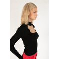 thumbnail image 4 of Ragstock Black Ribbed Mock Neck Cut Out Sweater, 4 of 4