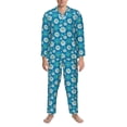 thumbnail image 3 of Fuzoiu Daisies Flowers Print Men's Long-Sleeved Pajama,Lounge Button Down Nightwear,Mens Notch Collar Pajama Set -Large, 3 of 7