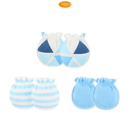 

10pcs 3 Pairs Baby Infants Soft Cotton Gloves Elastic Rubber Band No Scratch Newborn Toddler Mittens