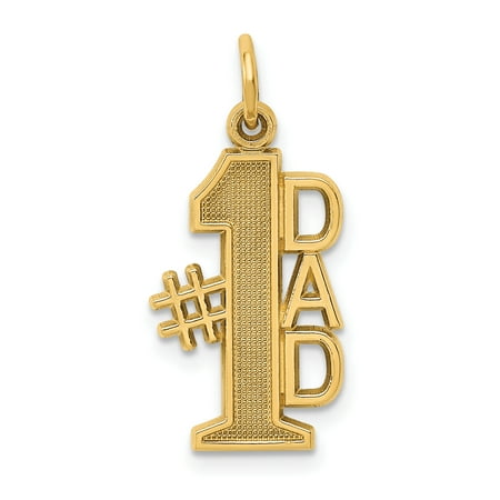 - 14k Yellow Gold #1 Dad Pendant Charm Necklace Dad Mens