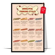 LOLUIS Unhelpful Thinking Styles Poster, Mental Health Poster for Classroom School Counsellor, Therapist Office Decor (Unframed 11"x17")