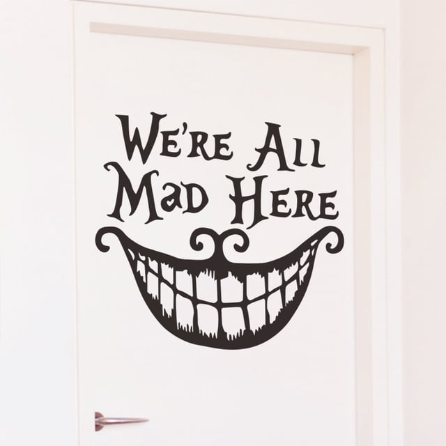 Adhesivos de pared We're All Mad Here para Halloween, cara sonriente, 43 x 43 cm