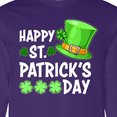 thumbnail image 4 of Inktastic Happy St. Patrick's Day Green Hat and Clovers Long Sleeve T-Shirt, 4 of 5