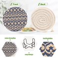 thumbnail image 4 of Haosy Set of 6 Drink Woven Coaster with Holder Heat Resistant Non-Slip Bar Coasters 4 Inches Blue Beige Vintage Damask, 4 of 7