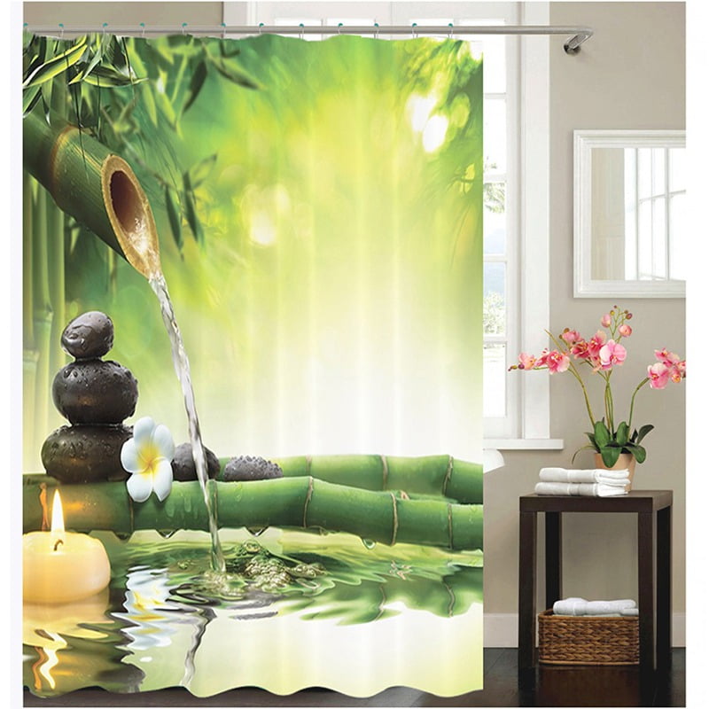 72 inch 3D Elephant Shower Curtain Waterproof Fabric Bathroom Decor w/ 12 Hooks 