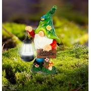 Garden Gnome Statue with Solar Powered LED Art Decorative Figurine for Indoor Outdoor Patio Lawn Garden 8.1 x 4.5 x 14.5 inches