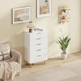 thumbnail image 1 of Wood Accent Fluted Dresser for Bedroom with 3/5/6 Drawers, Modern Chest of Drawers with Metal Handle & Feet, Dresser for Living Room, Hallway, Bedroom, 1 of 6