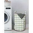 thumbnail image 3 of Geometric Laundry Bag, Abstract Ornamental Stars and Circles Shapes in Recurring Design, Basket with Handles Drawstring Closure for Laundromats, 13" x 19", Laurel Green Taupe White, by Ambesonne, 3 of 4
