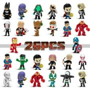 Mini Superhero Toys, 26PCS Minifigures Small Action Figures Superhero Party Birthday Decorations for Kids Christmas Stocking, Easter Eggs Cake Toppers Collectibles