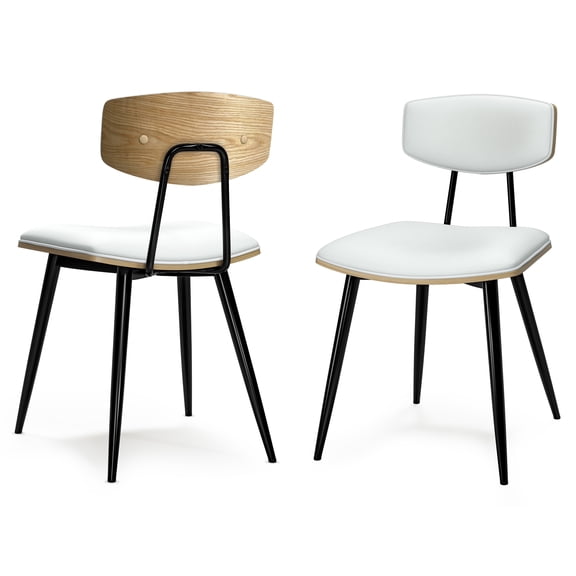 Simpli Home Mavis Dining Chair (Set of 2) in White Vegan Faux Leather