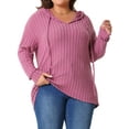 thumbnail image 2 of DARING DIVA Women's Plus Size Fashion Hoodie Lightweight Drawstring Sweatshirts 1X Pink, 2 of 6