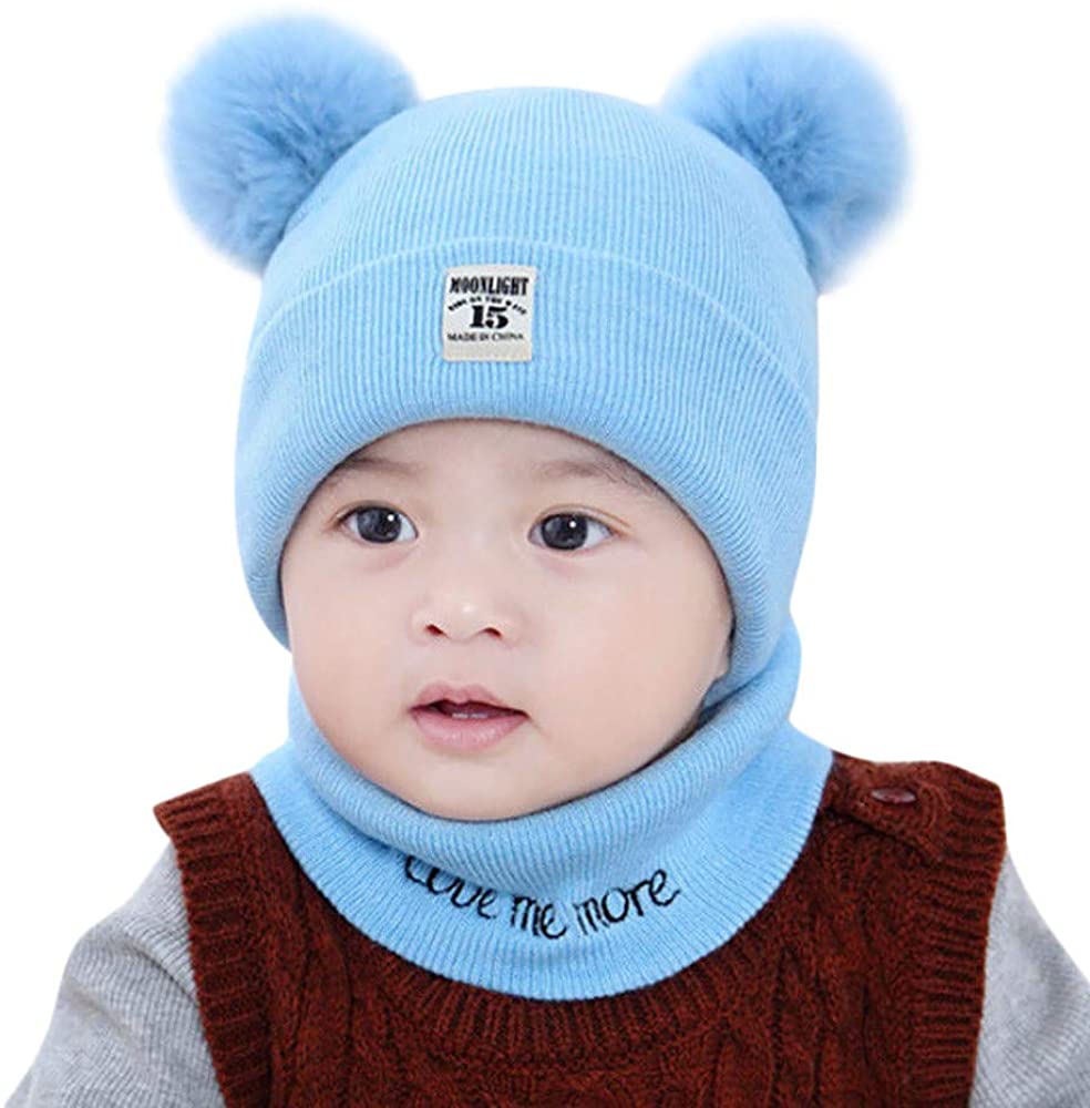 Kids Boys Girls Hollow Cable Knitted Loop Tube Scarf Neck Warmer Snood Hat Gift