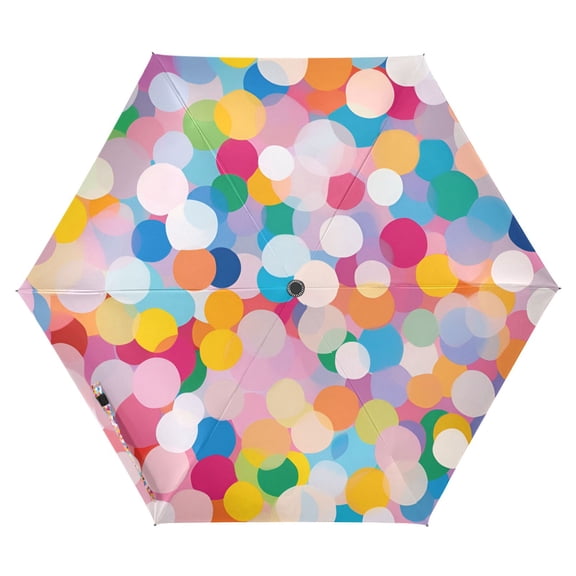 FORMRS Travel Umbrella Folding Auto Open Close Windproof Rain UV Protection, Purple Colorful Circles