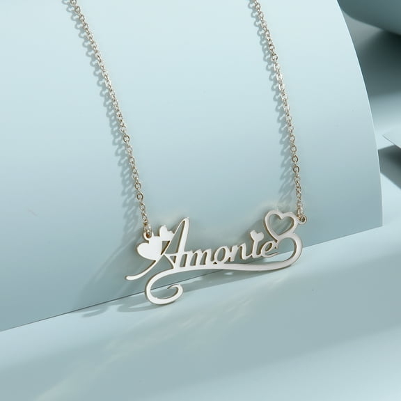 Custom Stainless Steel Alphabet Name Chain Necklace Personalized Heart Letter Choker Pendant Nameplate Jewelry Gift