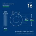 thumbnail image 2 of Stainless Steel Worm Drive Hose Clamps 3/4" - 1-1/2" Adjustable SAE 16, 10 PCS, 2 of 8