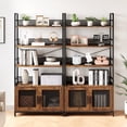 thumbnail image 5 of AOILE Industrial Bookshelf with Doors, 70.87" Tall Rustic 4-Tier Display Cabinet with Anti-Tip Straps, Retro Brown, 5 of 13