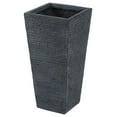 thumbnail image 4 of LuxenHome Set of 2 Stone Finish Tall Tapered Square MgO Planter, Large Flower Pots for Front Porch, Indoor Outdoor Use in Patio Living Room Garden Courtyard, 24 inch and 19 inch, Stone Gray, 4 of 9